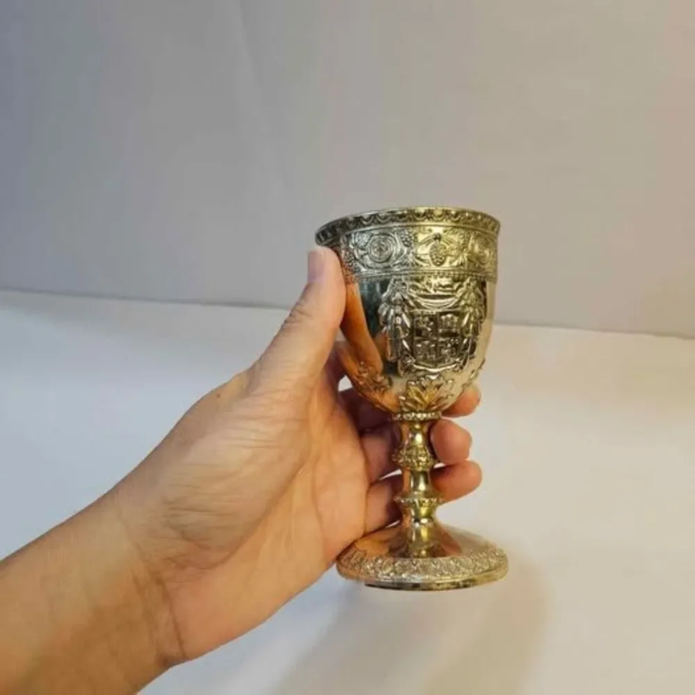 Vintage Silver-Plated Coat of Arms Goblet